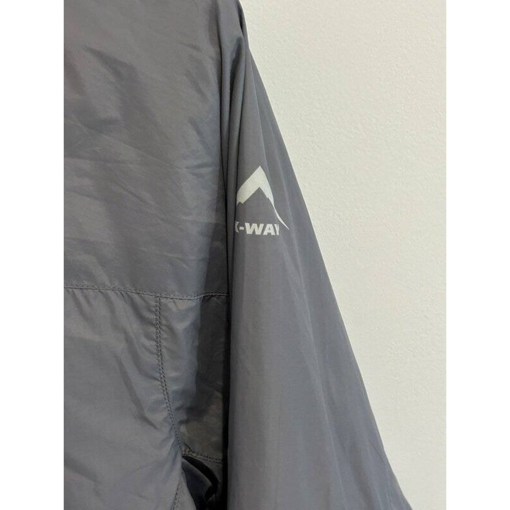 K-Way Acurx'14 Thin Shell Nylon Windbreaker Jacket Packable Lined Tech Gray 1X - Picture 10 of 15